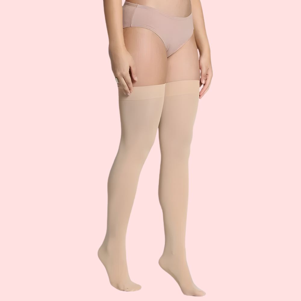 Classic Duo Thigh-High Stockings (Black + Nude) – Pack of 2