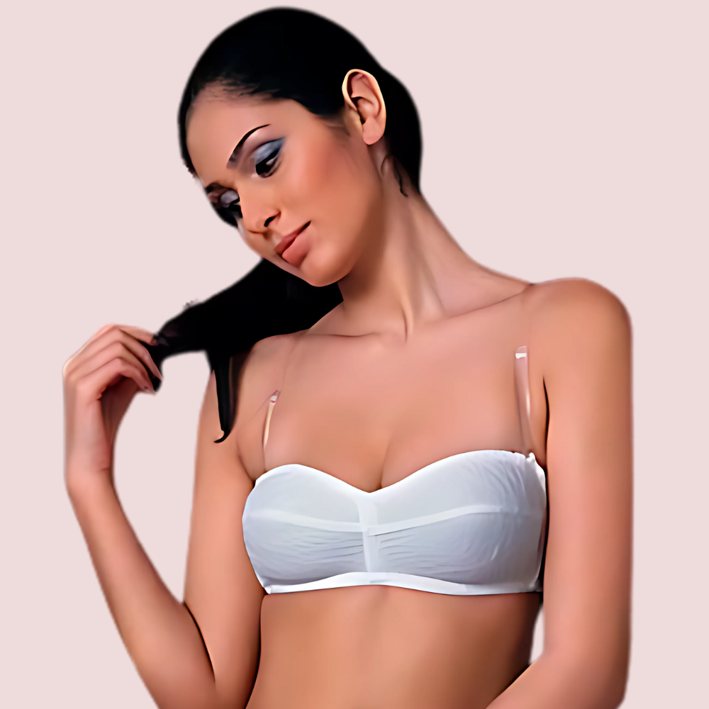 "White" Transparent Strap Bra