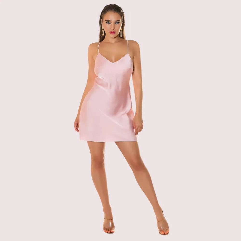 Sun-Kissed Satin Backless Party Dress