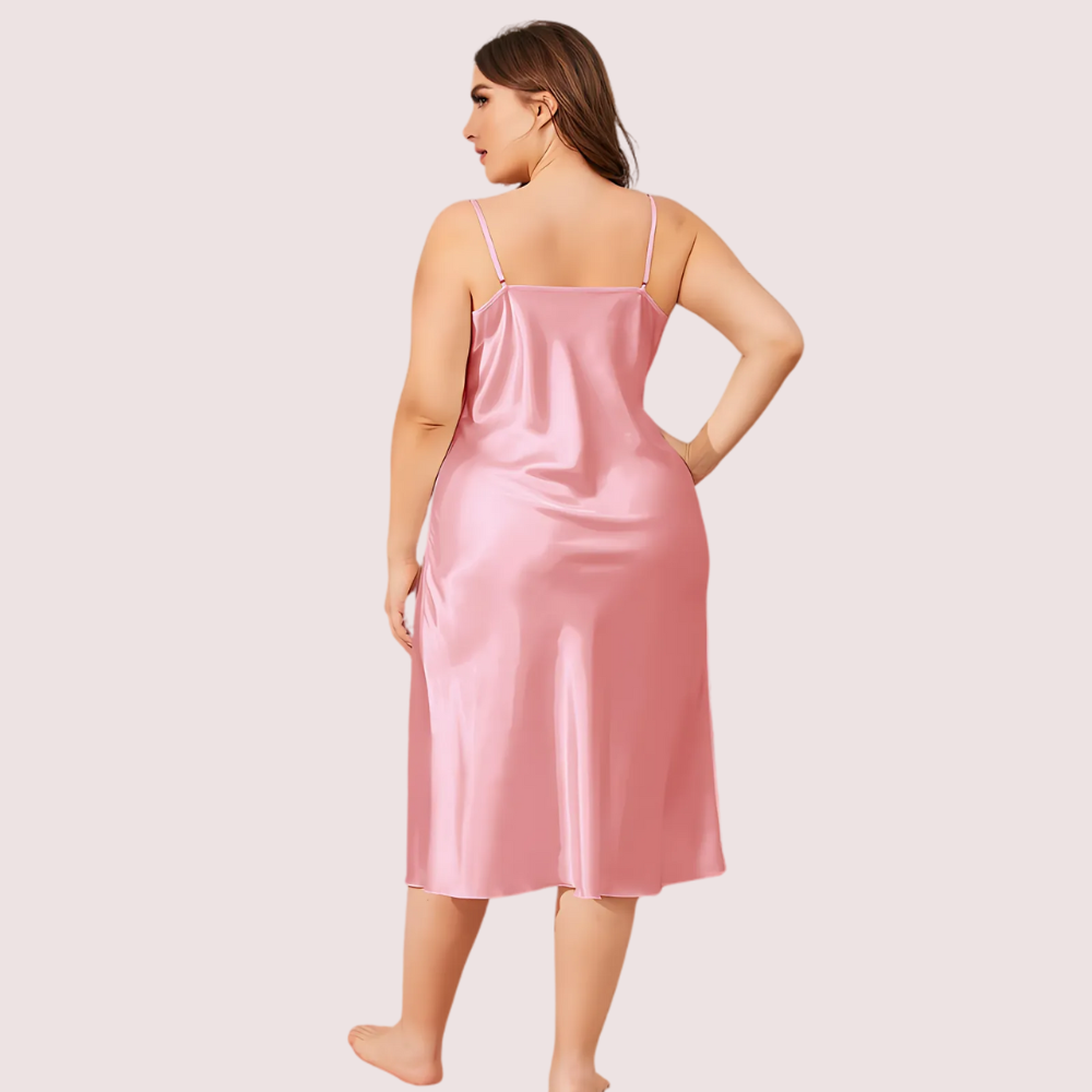 Plus Size Solid Satin Slip Dress (4XL–5XL)