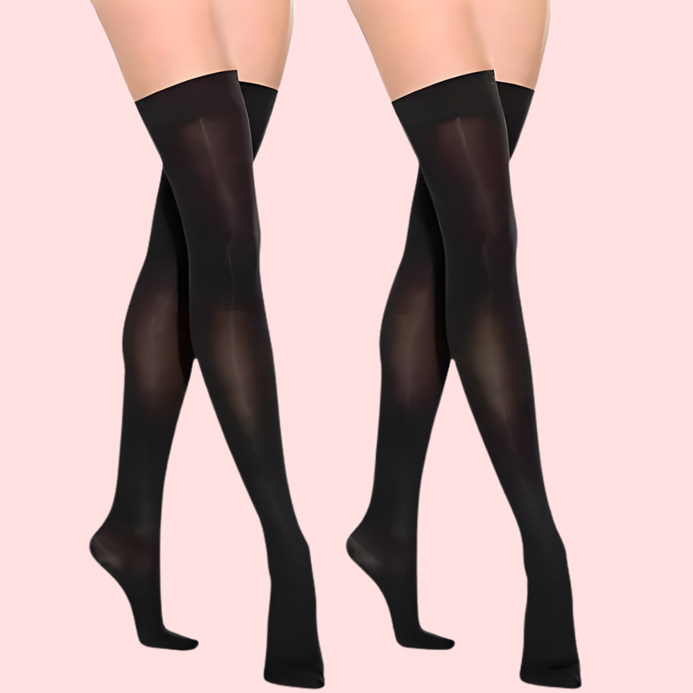 UltraSoft Sheer Black Thigh-High Stockings – Pack of 2