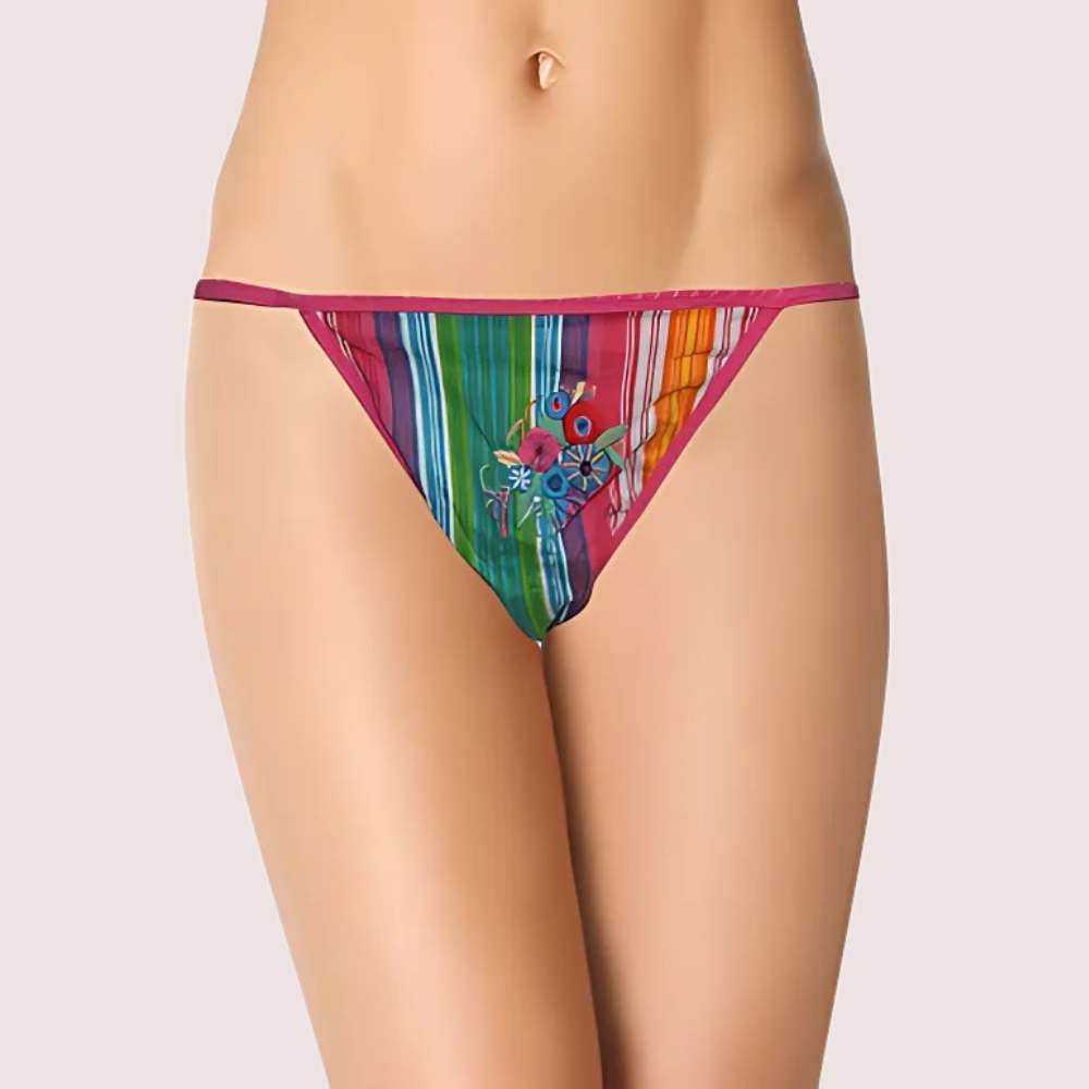 Cool Stripes N Flower Print G-String Thong