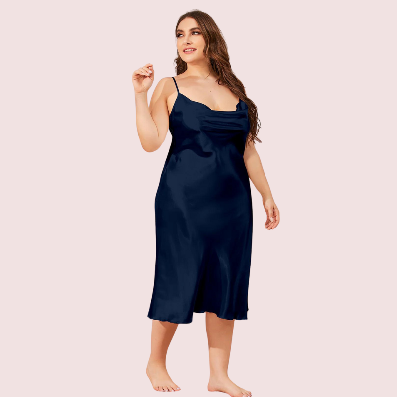 Glamour Satin Cowl Dress – Plus Size