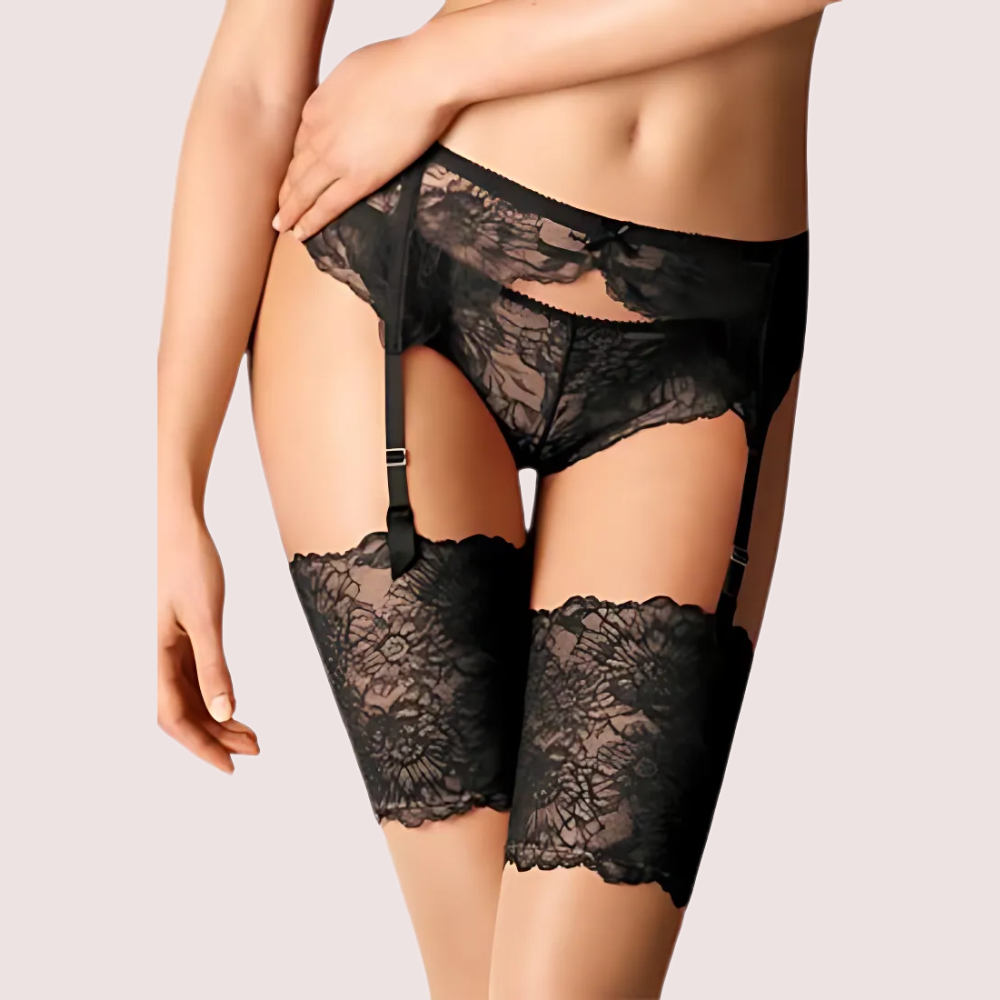 Seductive &amp; Sultry Black Lace Garter Belt